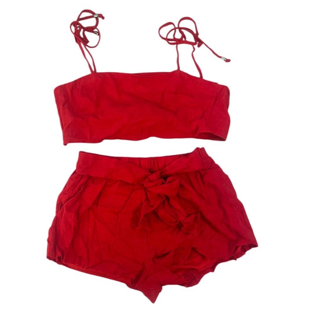 Blue Blush Two Piece Short And Crop Top Set